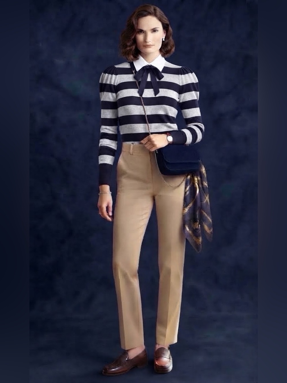 Lauren Ralph Lauren Zarita Stripe Layered-Look Cotton Modal Sweater Size S